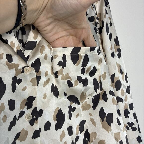 Rails Rebel Abstract Animal Print Silk Button Up Blouse S - Picture 4 of 11